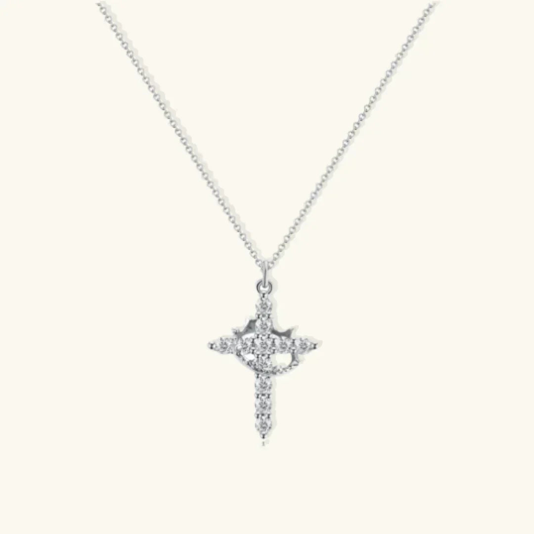 Collana Croce con Corona Rotante