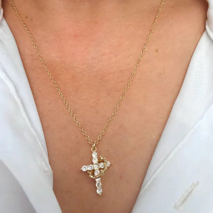 Collana Croce con Corona Rotante